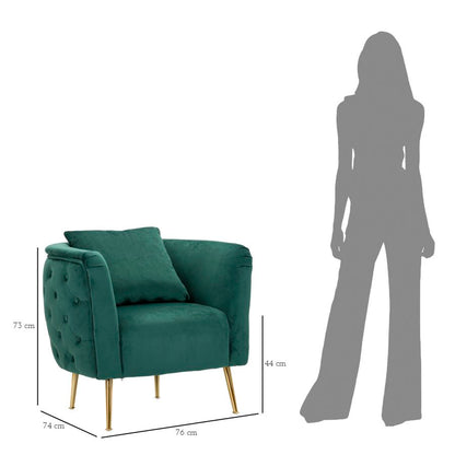 Fauteuil Bucarest groen velvet gouden poten