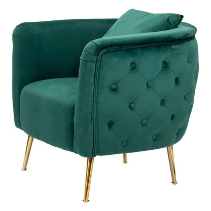 Fauteuil Bucarest groen velvet gouden poten