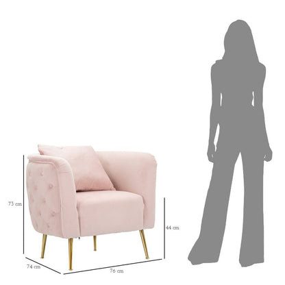 Fauteuil Bucarest Roze Bekleding Goud 76x74x73 cm