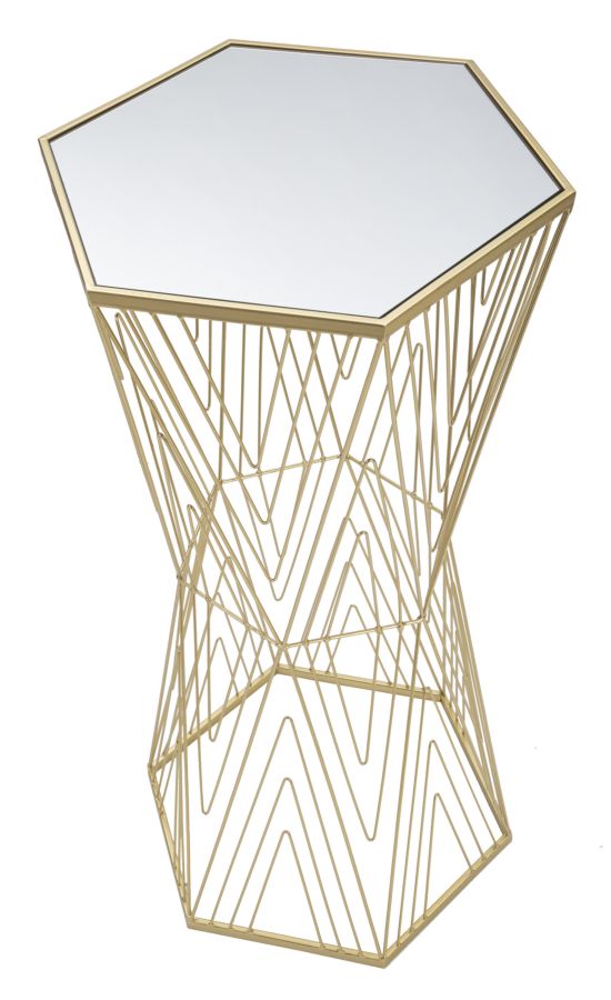 Luxe Linea Hexagonal Tafel Metaal Glas Goud