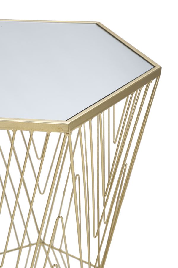 Luxe Linea Hexagonal Tafel Metaal Glas Goud