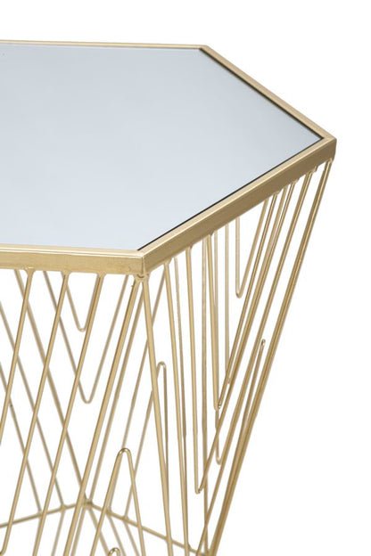 Luxe Linea Hexagonal Tafel Metaal Glas Goud