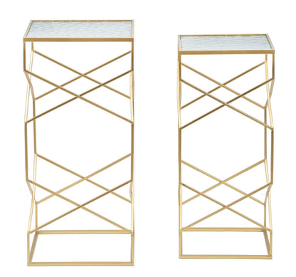 Luxe Geometrische Gouden Glastafels Set van 2