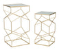 Luxe Geometrische Gouden Glastafels Set Hoog