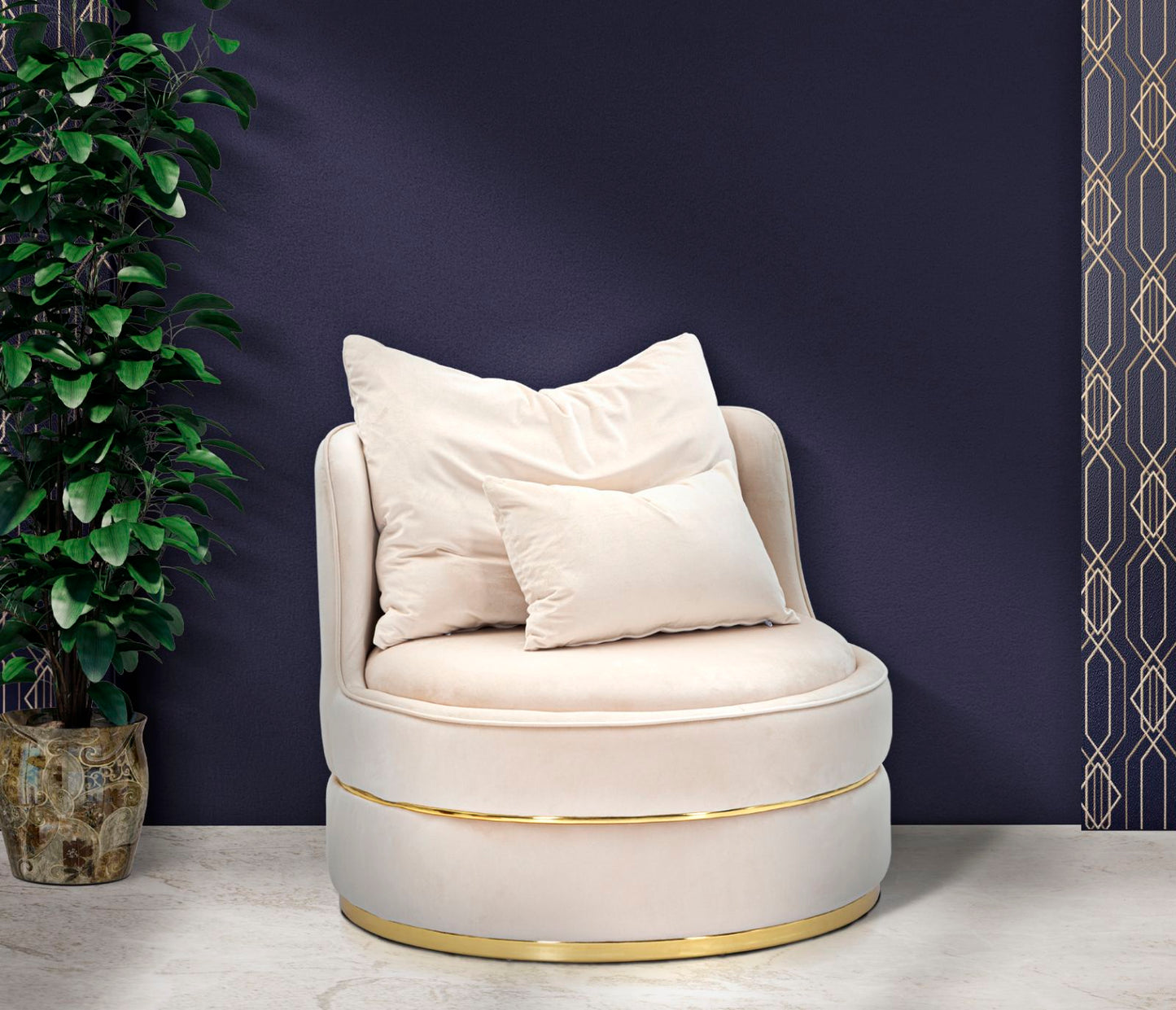 Fauteuil Paris Space Crème Goud Stof Ø 84x72 cm