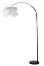 Vloerlamp Arc Plur Zwart Metaal Witte Veren 100x150-180 cm