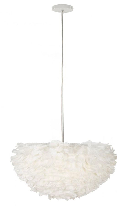 Plafondlamp Feather Witte veren Ø 60x30 cm met kabel 110 cm