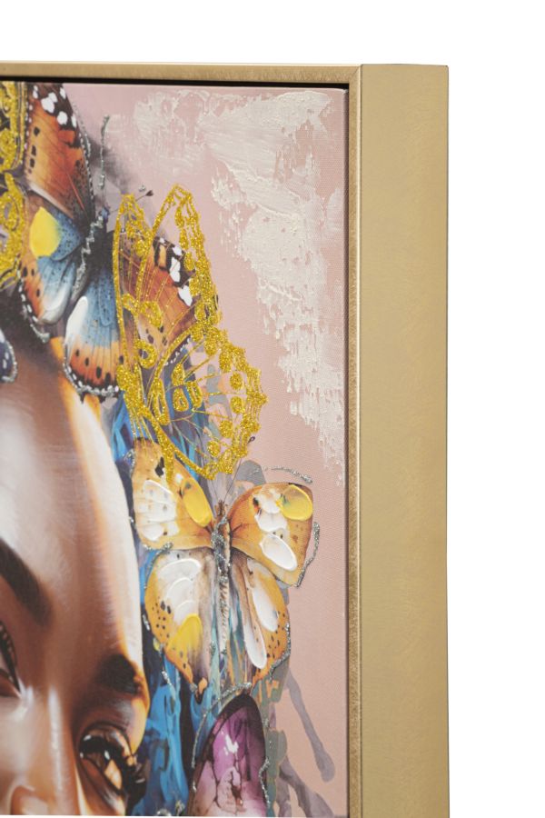 Artistry "Butterfly Elegance" Schilderij Afrikaans Goud