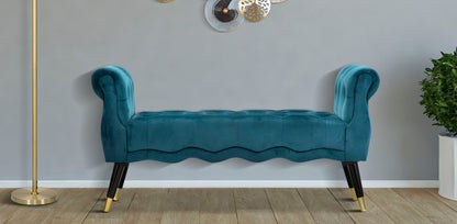 Bank paris teal/goud fluweel 120x40x60 cm