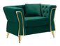 Fauteuil Emy Green Fluweel Kussen Goud 104x83x76 cm