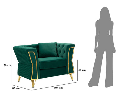 Fauteuil Emy Green Fluweel Kussen Goud 104x83x76 cm