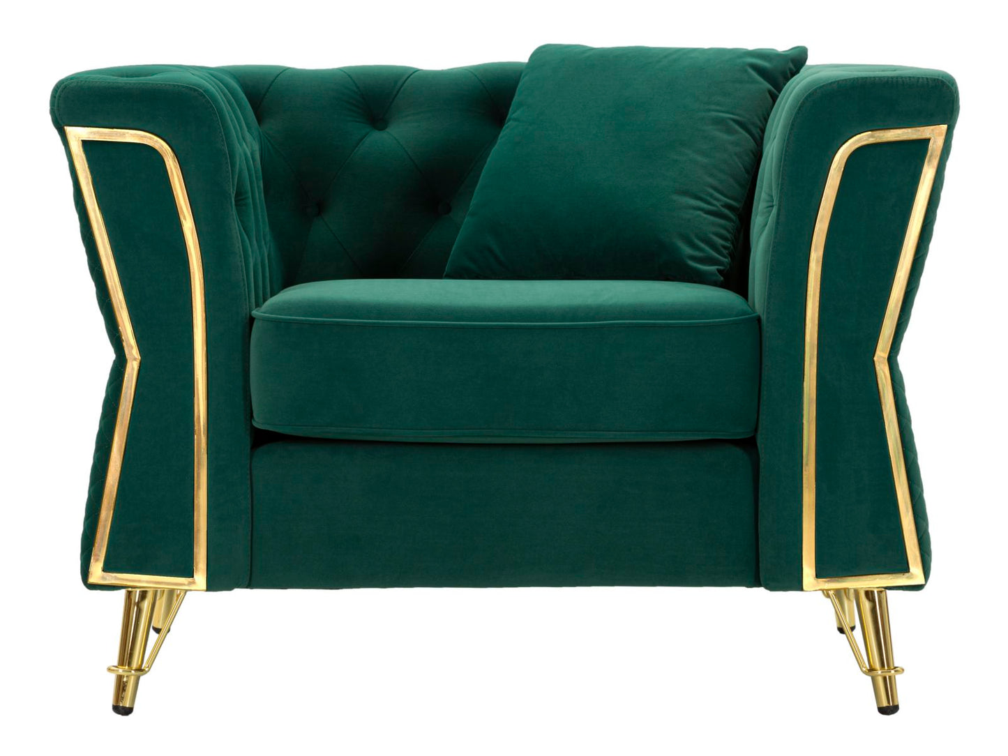 Fauteuil Emy Green Fluweel Kussen Goud 104x83x76 cm