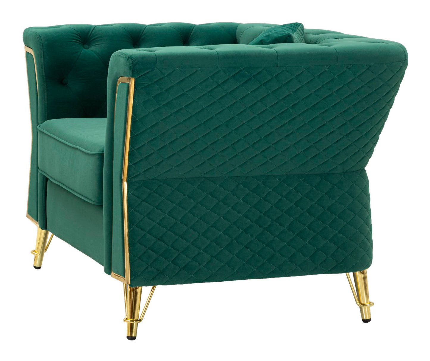 Fauteuil Emy Green Fluweel Kussen Goud 104x83x76 cm