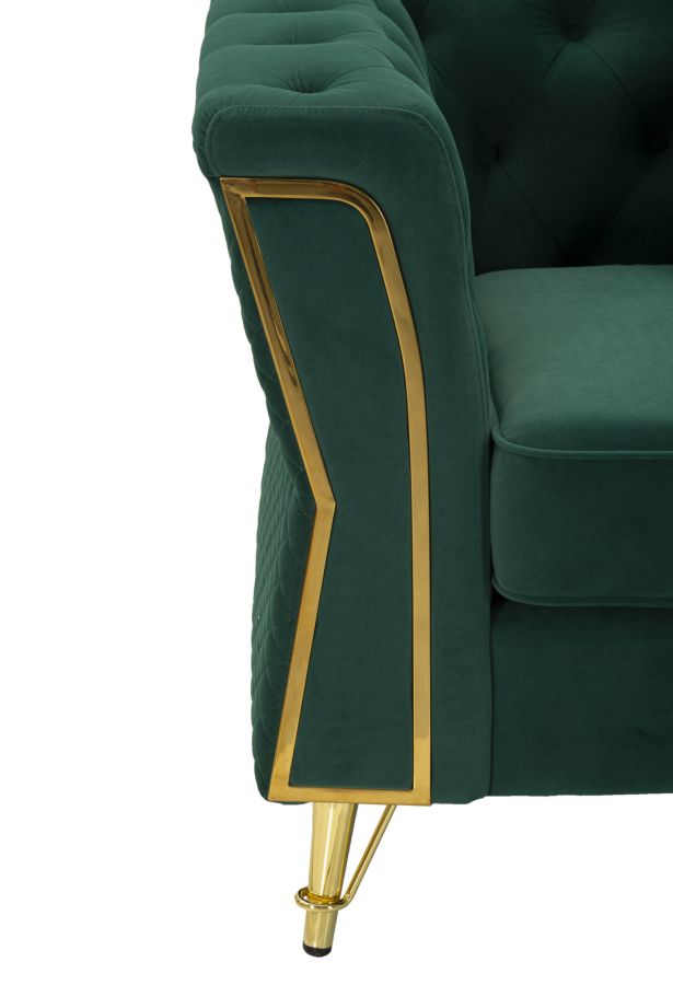 Fauteuil Emy Green Fluweel Kussen Goud 104x83x76 cm