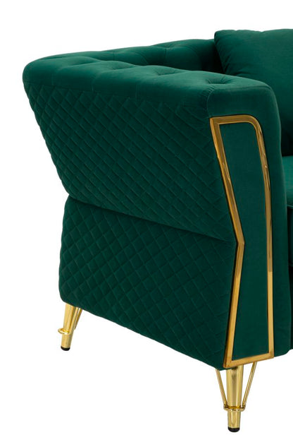 Fauteuil Emy Green Fluweel Kussen Goud 104x83x76 cm