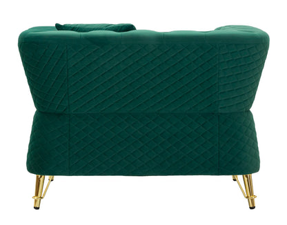 Fauteuil Emy Green Fluweel Kussen Goud 104x83x76 cm