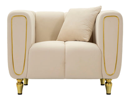 Fauteuil Alma Crème Kussen Goud Fluweel 97x81x71 cm