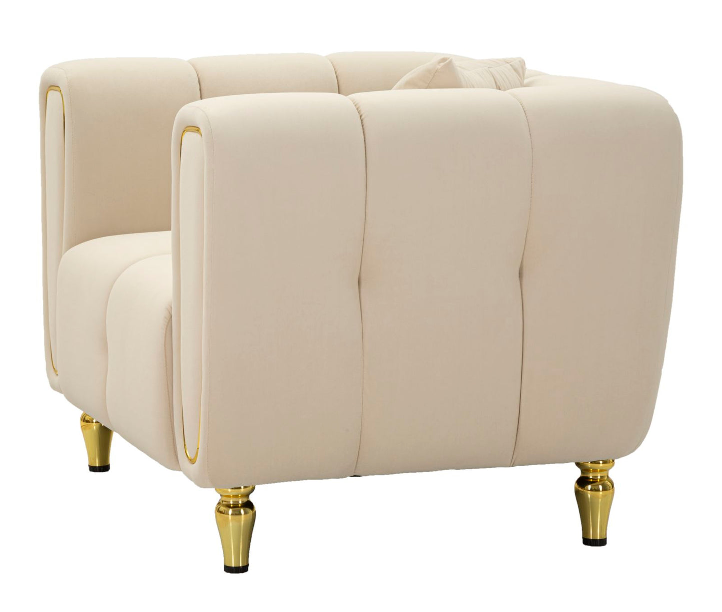 Fauteuil Alma Crème Kussen Goud Fluweel 97x81x71 cm