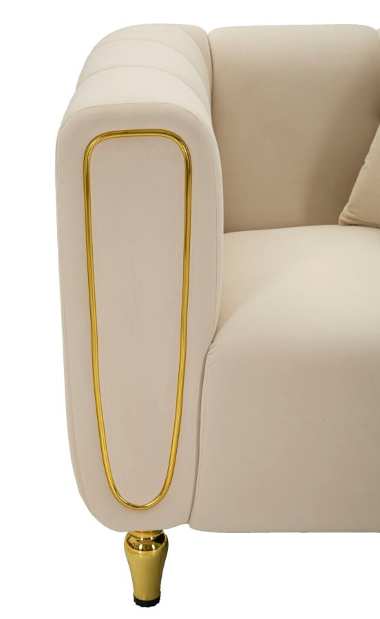 Fauteuil Alma Crème Kussen Goud Fluweel 97x81x71 cm