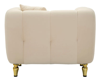 Fauteuil Alma Crème Kussen Goud Fluweel 97x81x71 cm