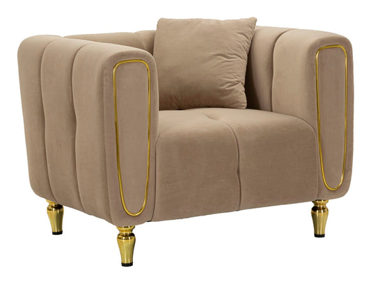 Fauteuil Alma Grijs Kussen Goud Fluweel 97x81x71 cm