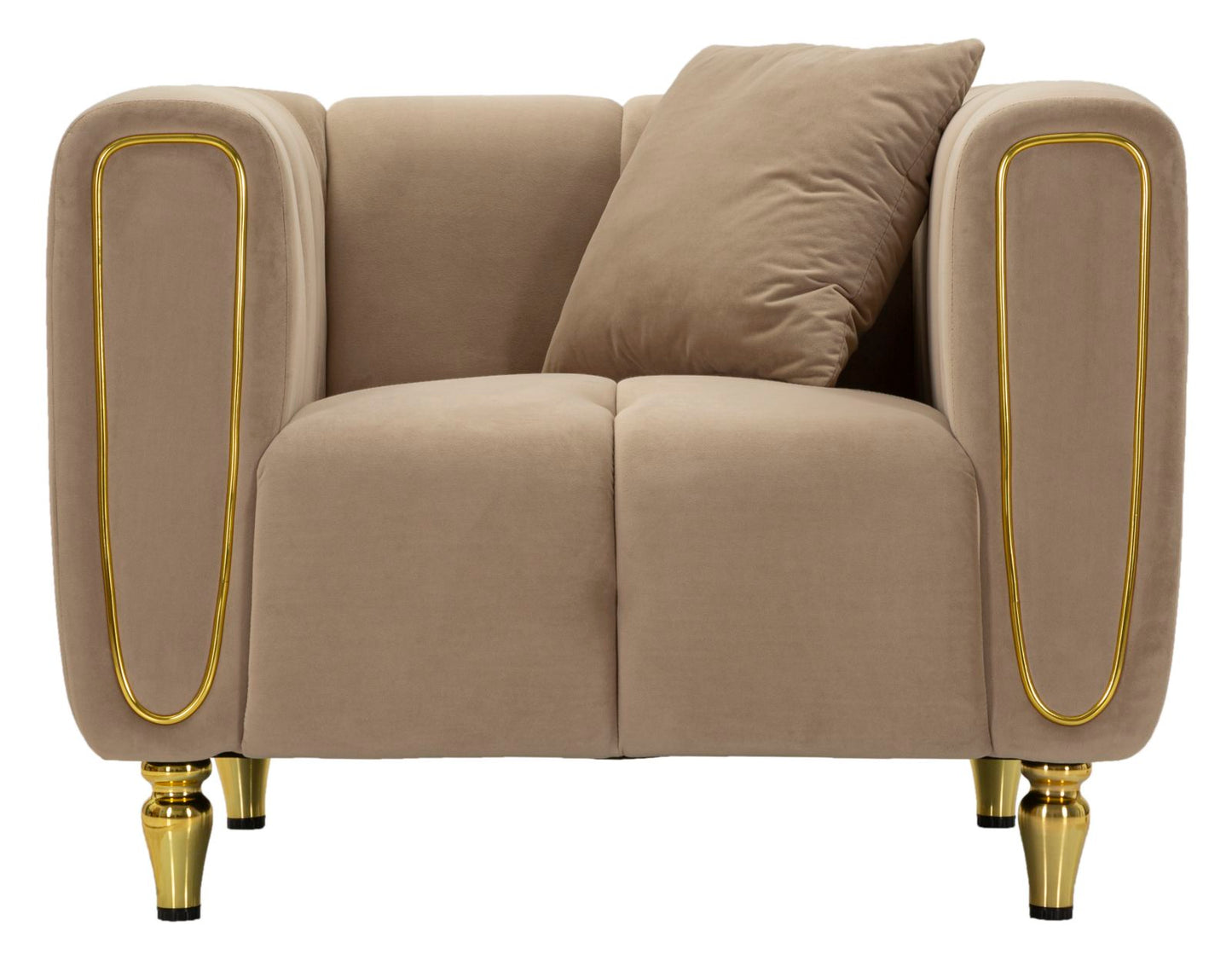 Fauteuil Alma Grijs Kussen Goud Fluweel 97x81x71 cm