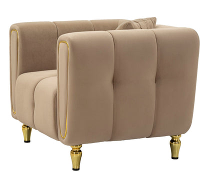 Fauteuil Alma Grijs Kussen Goud Fluweel 97x81x71 cm