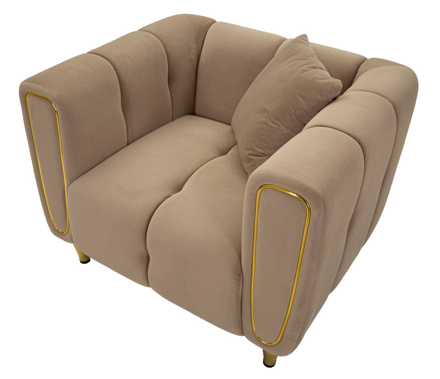 Fauteuil Alma Grijs Kussen Goud Fluweel 97x81x71 cm