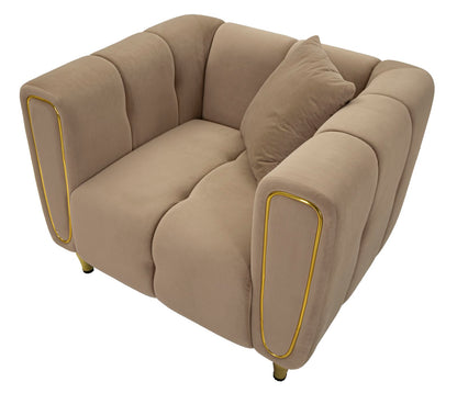 Fauteuil Alma Grijs Kussen Goud Fluweel 97x81x71 cm