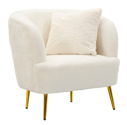 Fauteuil Soffy Teddy Kussen Wit Goud 73x66x78 cm