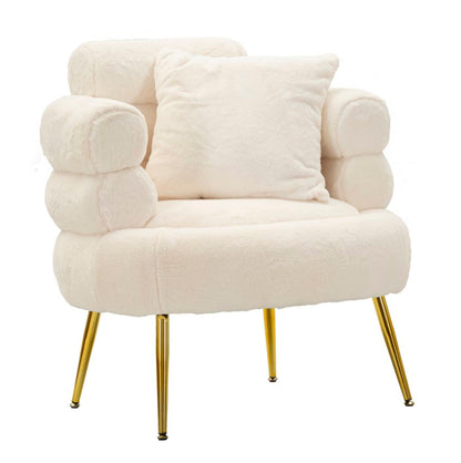 Fauteuil Soffy Plus Kussen Wit Goud Teddy 78x68x85 cm