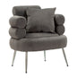 Fauteuil Silvery Plus Kussen Grijs Fluweel Zilver 78x68x85 cm