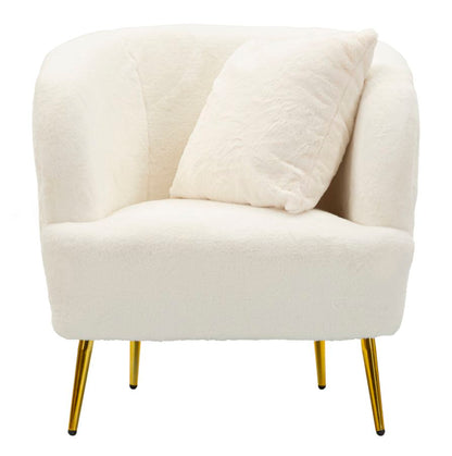 Fauteuil Soffy Teddy Kussen Wit Goud 73x66x78 cm