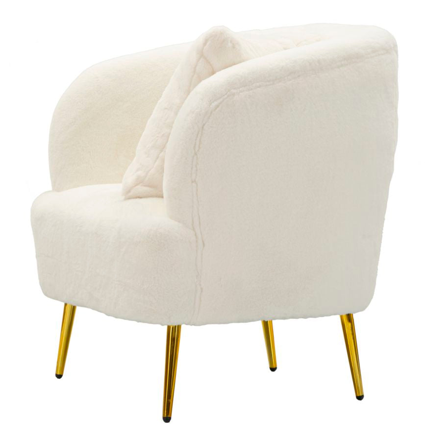 Fauteuil Soffy Teddy Kussen Wit Goud 73x66x78 cm