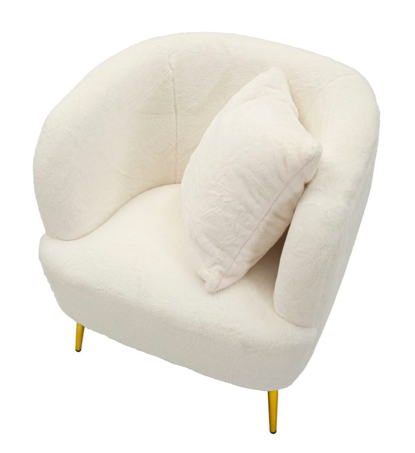 Fauteuil Soffy Teddy Kussen Wit Goud 73x66x78 cm