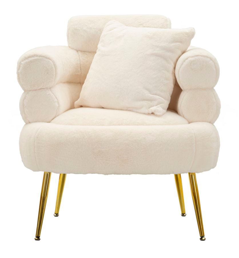 Fauteuil Soffy Plus Kussen Wit Goud Teddy 78x68x85 cm