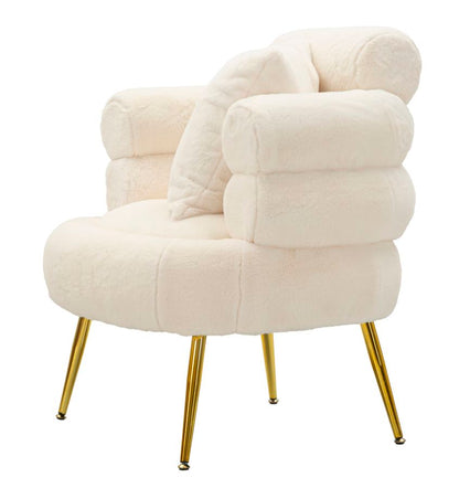 Fauteuil Soffy Plus Kussen Wit Goud Teddy 78x68x85 cm