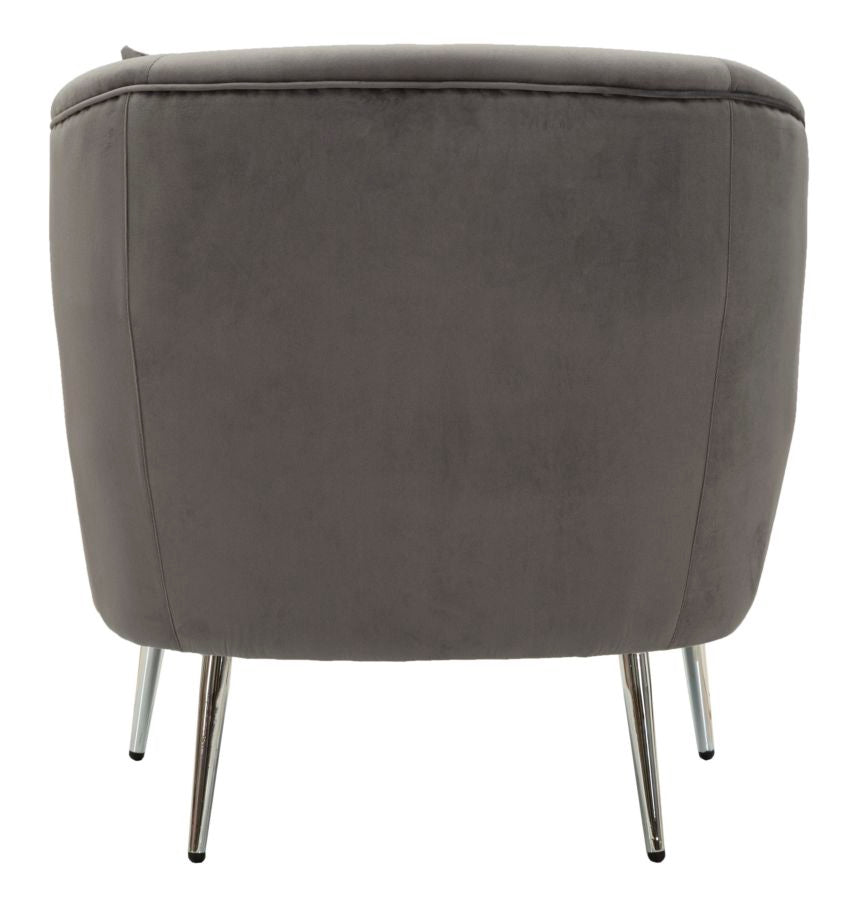 Fauteuil Silvery Kussen Grijs Velours Zilveren Poten