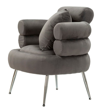 Fauteuil Silvery Plus Kussen Grijs Fluweel Zilver 78x68x85 cm