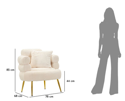 Fauteuil Soffy Plus Kussen Wit Goud Teddy 78x68x85 cm